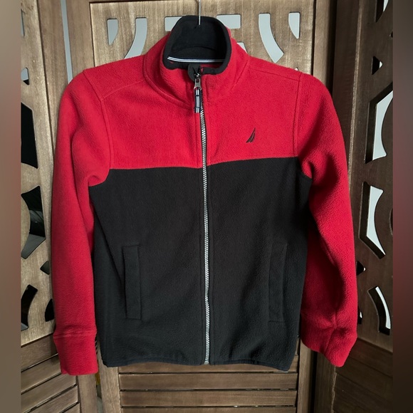 Nautica Red and Black Fleece Zip-Up - Picture 1 of 9